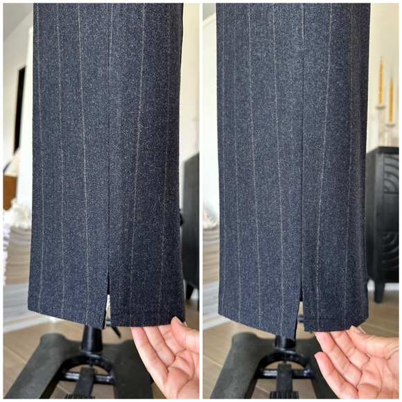 Vintage 90’s DKNY Pinstriped Wool High Waist Straight Leg Trousers - Picture 10 of 16